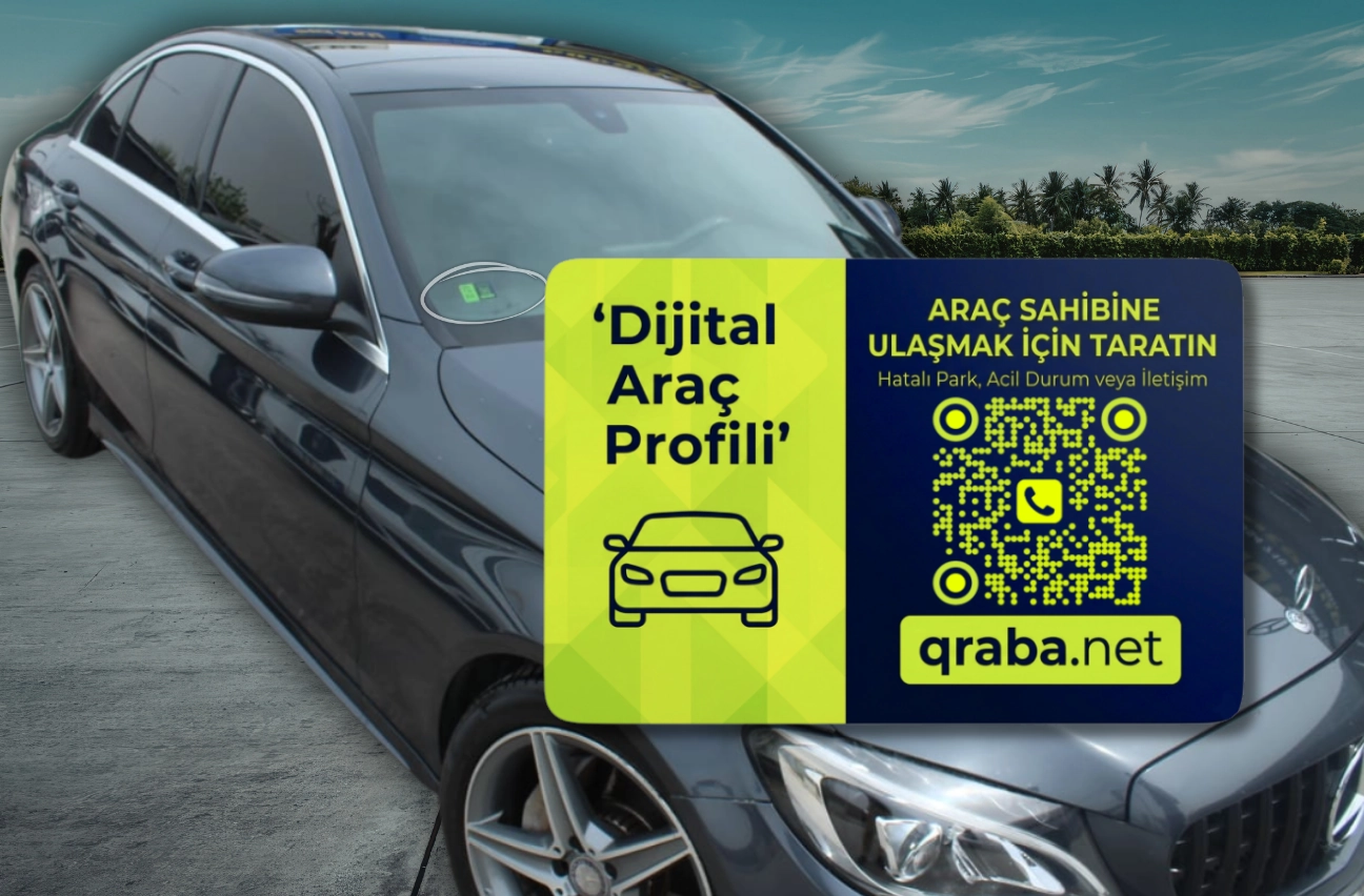 Araba camında QR kod etiketi